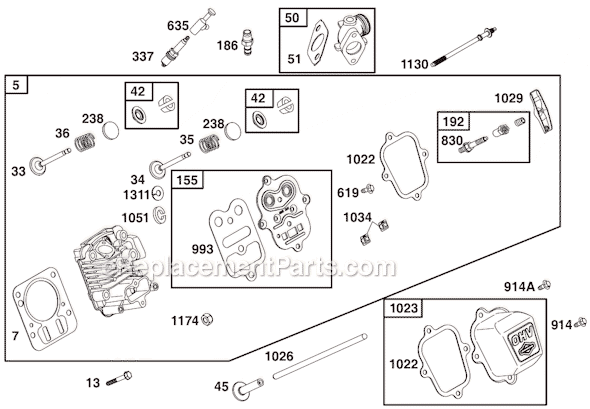 Page C Diagram and Parts List for 124435SERIES 8101 Briggs and Stratton Engine